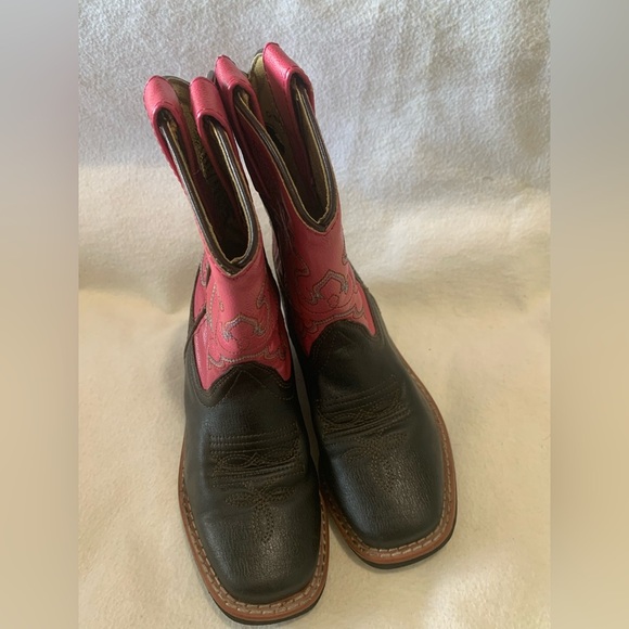 Swift Creek Cowboy Boots Leather Square Toe Toddler Girl Pink Size 9.5 D 1724C - Picture 13 of 13